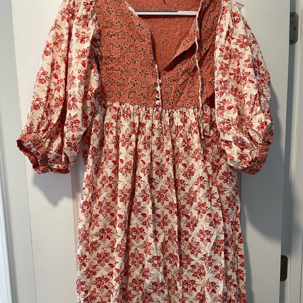 Free People Red and White Floral Maxi Dress
